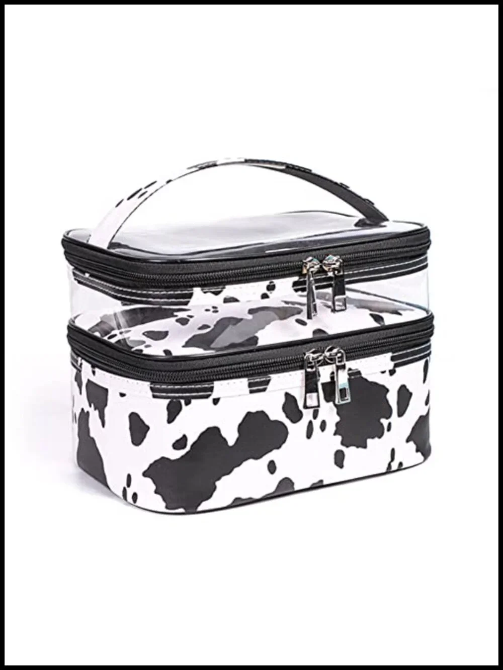 Double Layer Faux Leather Cosmetic Bag Travel Toiletry Organizer Water-Resistant